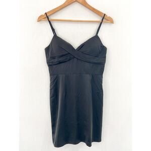 Lulu's Women's Satin Little Black Dress sz Small Sexy Date Night Mini Dress LBD